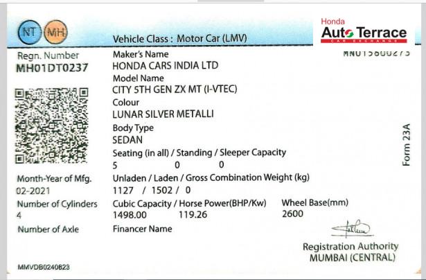 2021 Honda City 4th Generation ZX MT