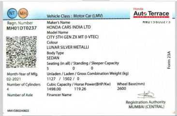 2021 Honda City 4th Generation ZX MT