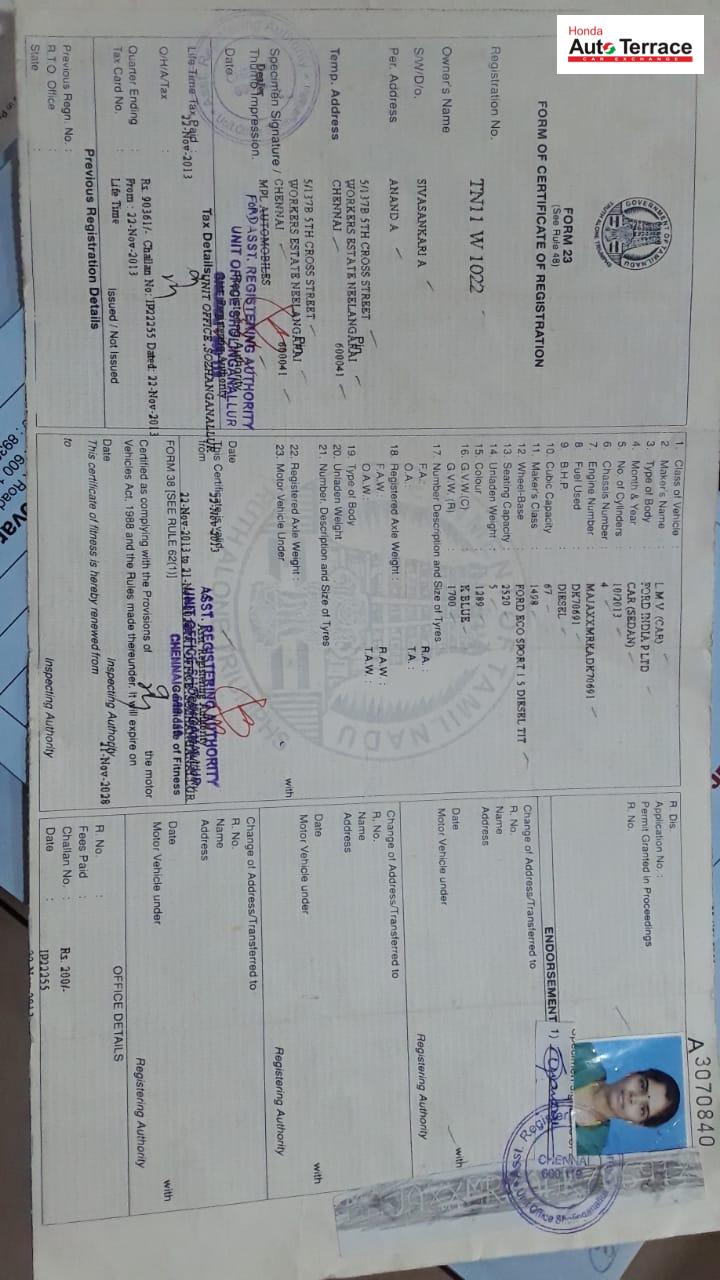 2013 Ford&nbsp;Ecosport 1.5 DV5 MT Titanium